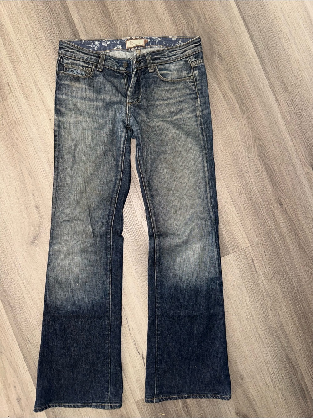 Vintage-Style Dark Blue Flare Jeans